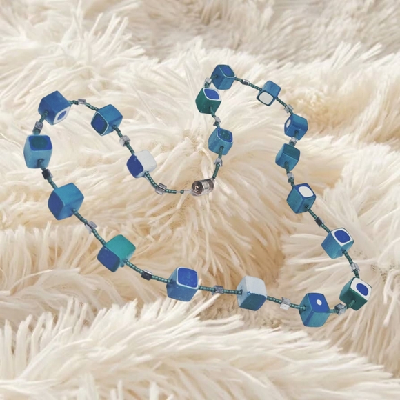 .🌲10/$20.  Blue Squares Necklace - Picture 3 of 5